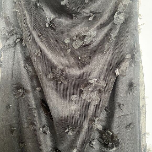 Maeve Sleeveless Mesh 3D Flower Slip Midi Dress Sz 12 Black Whimsigoth Fairy - Picture 8 of 8